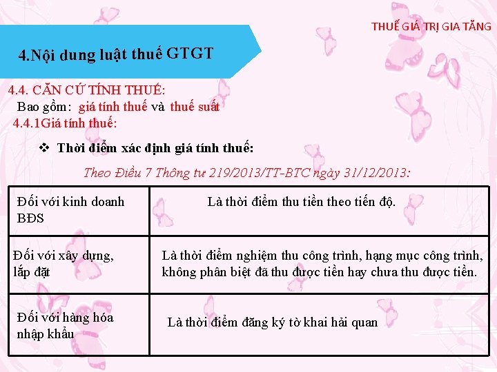 THUẾ GIÁ TRỊ GIA TĂNG 4. Nội dung luật thuế GTGT 4. 4. CĂN