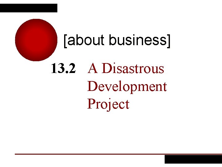 [about business] 13. 2 A Disastrous Development Project 