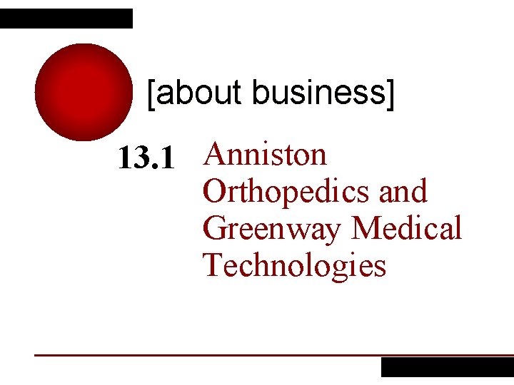 [about business] 13. 1 Anniston Orthopedics and Greenway Medical Technologies 