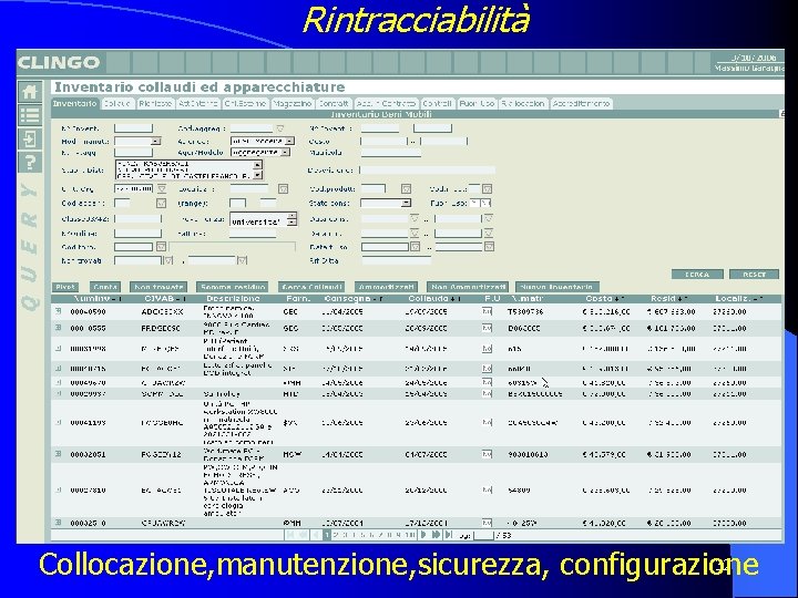 CLINGO Rintracciabilità 32 Collocazione, manutenzione, sicurezza, configurazione 