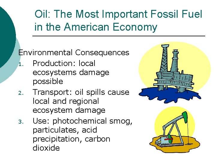 Oil: The Most Important Fossil Fuel in the American Economy Environmental Consequences 1. Production: