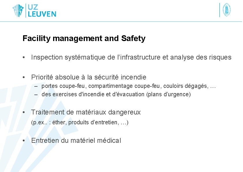 Facility management and Safety • Inspection systématique de l’infrastructure et analyse des risques •