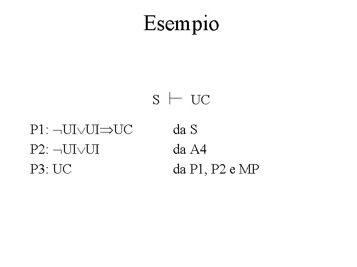 Esempio S P 1: UI UI UC P 2: UI UI P 3: UC