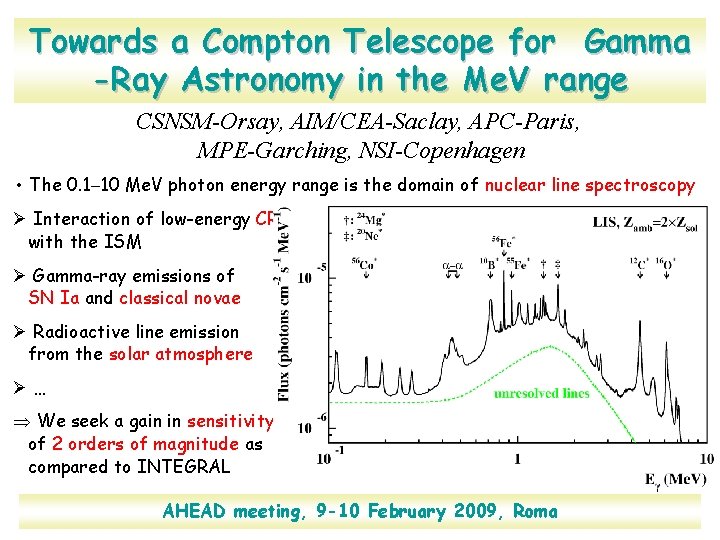 Towards a Compton Telescope for Gamma -Ray Astronomy in the Me. V range CSNSM-Orsay, Towards a Compton Telescope for Gamma -Ray Astronomy in the Me. V range CSNSM-Orsay,