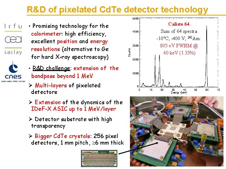R&D of pixelated Cd. Te detector technology • Promising technology for the calorimeter: high R&D of pixelated Cd. Te detector technology • Promising technology for the calorimeter: high