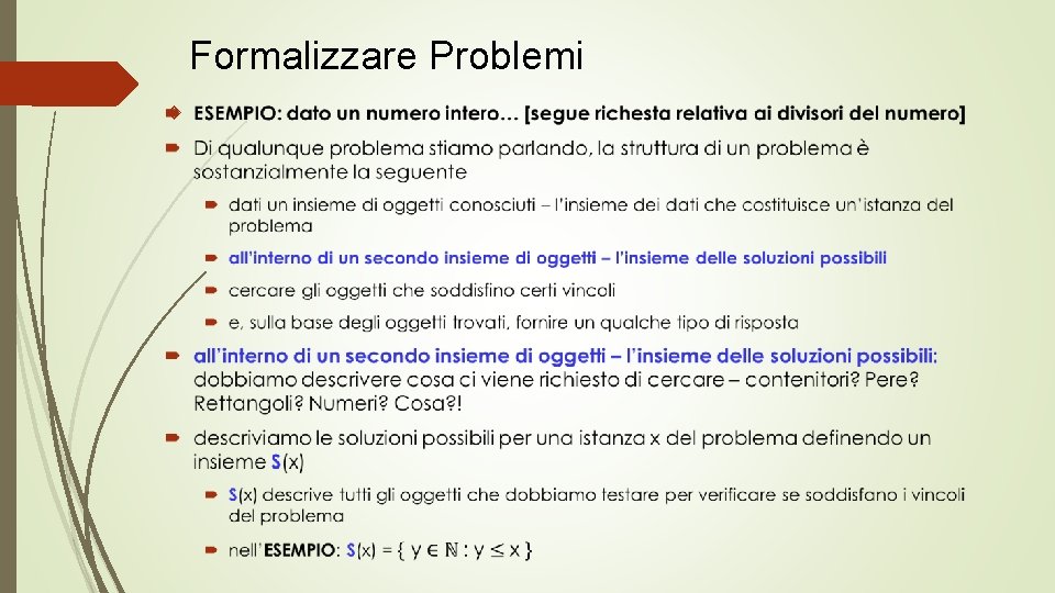 Formalizzare Problemi 