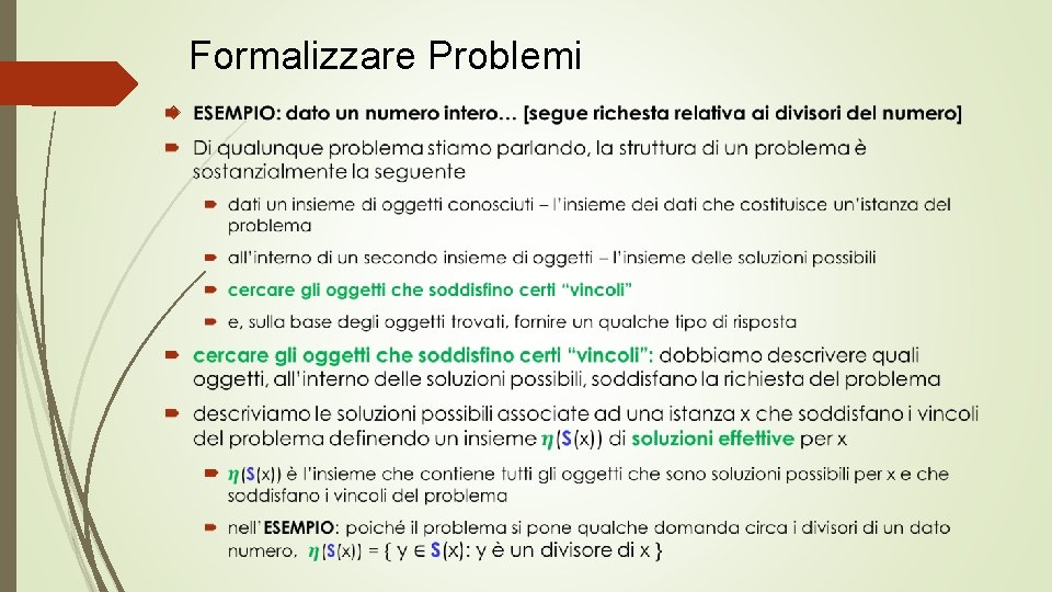 Formalizzare Problemi 