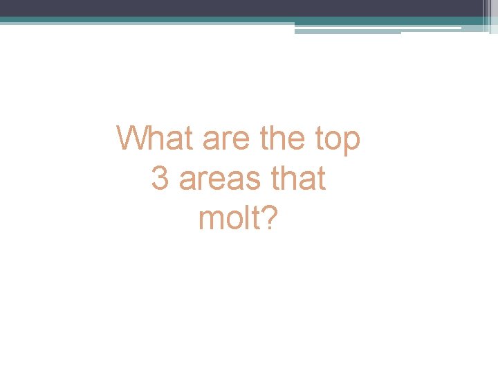 What are the top 3 areas that molt? 