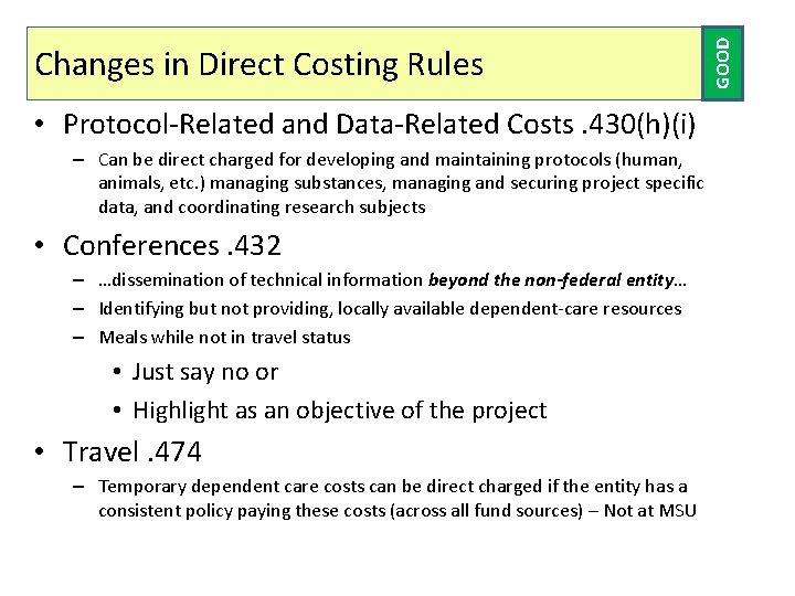 • Protocol-Related and Data-Related Costs. 430(h)(i) – Can be direct charged for developing • Protocol-Related and Data-Related Costs. 430(h)(i) – Can be direct charged for developing