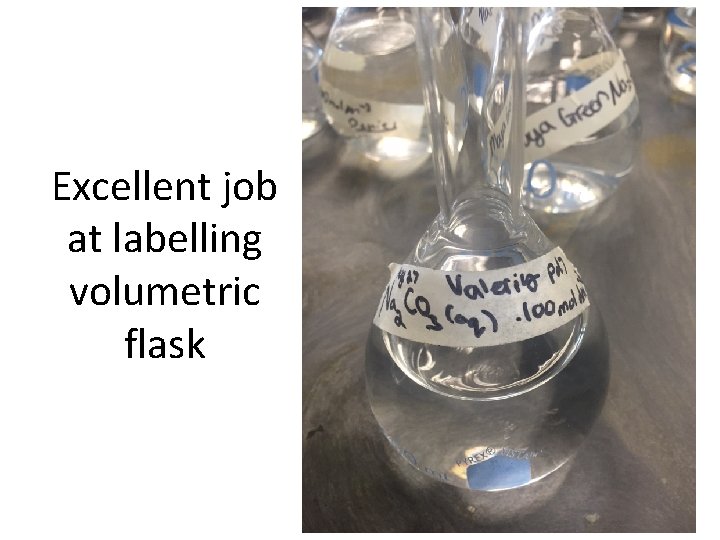 Excellent job at labelling volumetric flask 