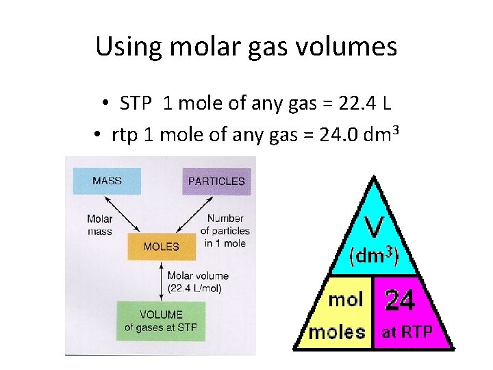 Using molar gas volumes • STP 1 mole of any gas = 22. 4