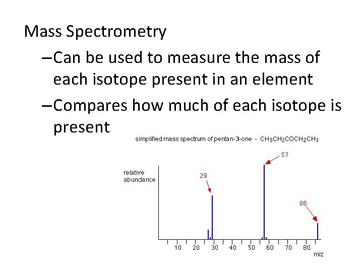 Mass Spectrometry – Can be used to measure the mass of each isotope present