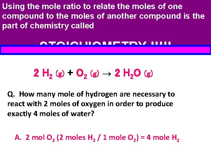Using the mole ratio to relate the moles of one compound to the moles