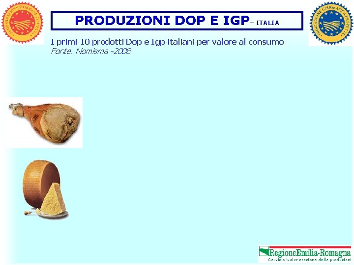 PRODUZIONI DOP E IGP– ITALIA I primi 10 prodotti Dop e Igp italiani per