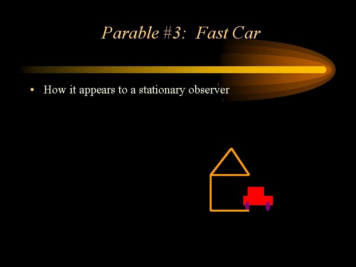 Parable #3: Fast Car • How it appears to a stationary observer 