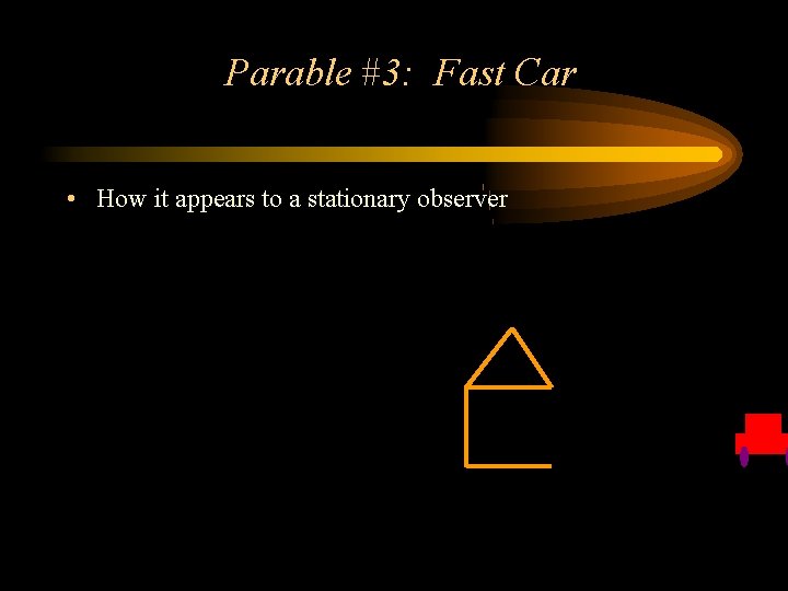 Parable #3: Fast Car • How it appears to a stationary observer 