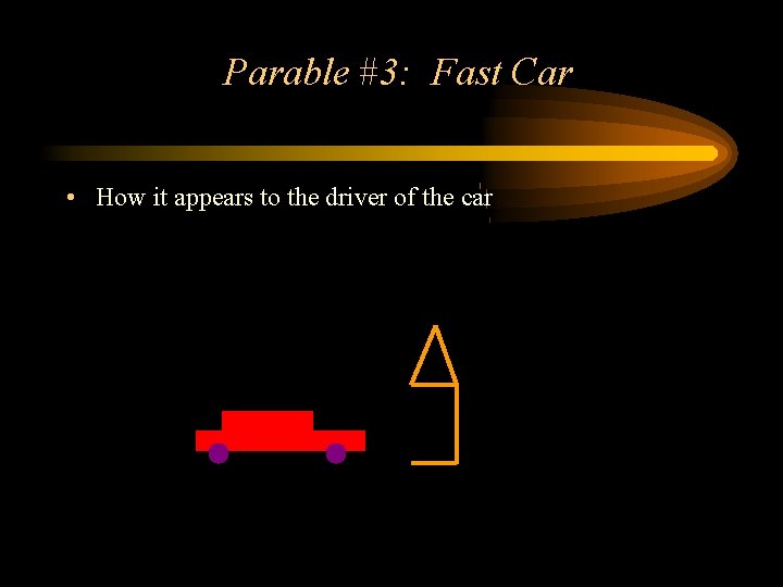 Parable #3: Fast Car • How it appears to the driver of the car