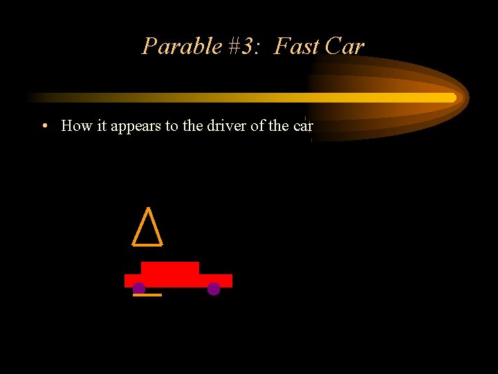 Parable #3: Fast Car • How it appears to the driver of the car