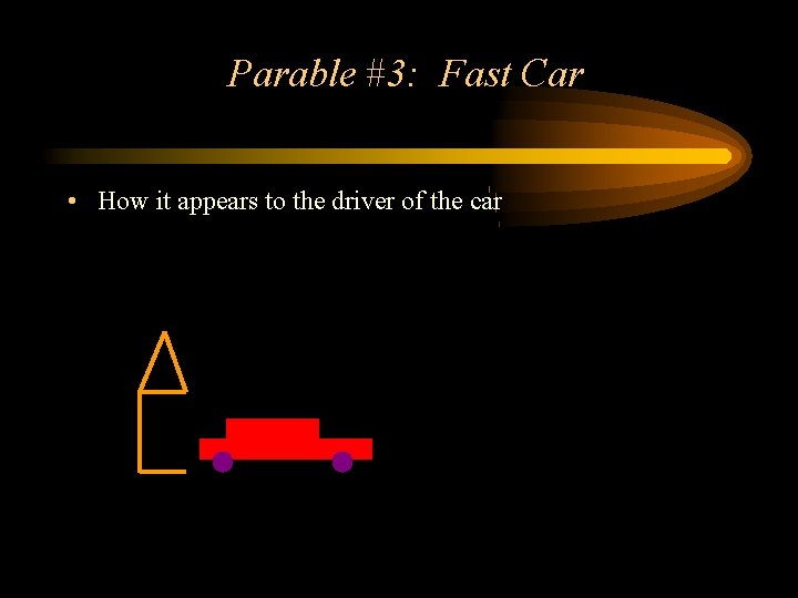 Parable #3: Fast Car • How it appears to the driver of the car