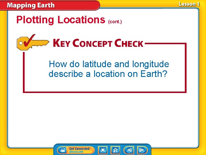 Plotting Locations (cont. ) How do latitude and longitude describe a location on Earth?