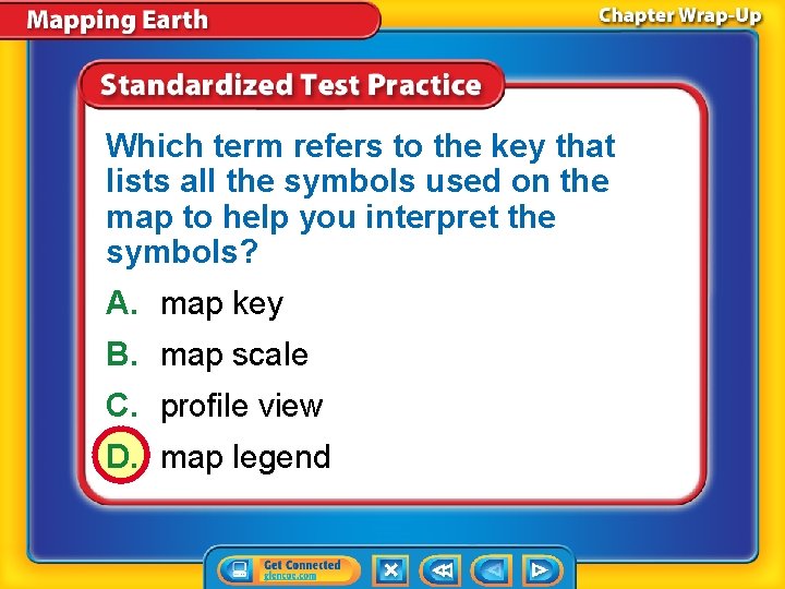 Which term refers to the key that lists all the symbols used on the