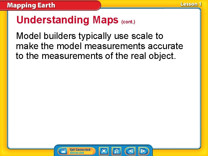 Understanding Maps (cont. ) Model builders typically use scale to make the model measurements