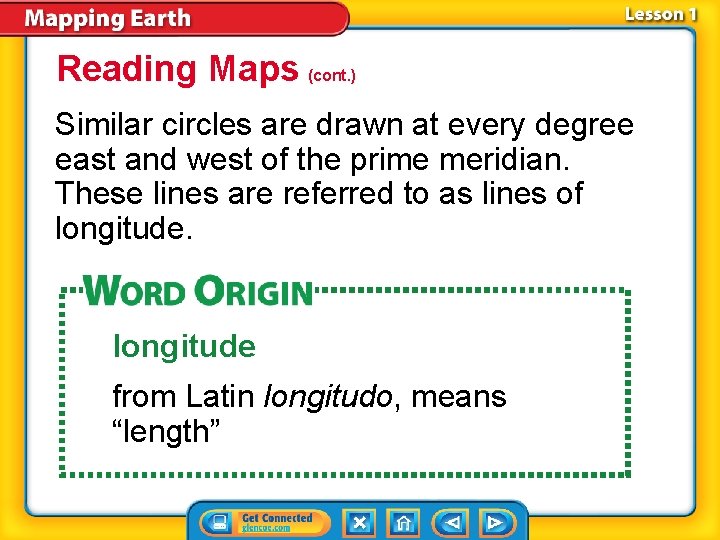 Reading Maps (cont. ) Similar circles are drawn at every degree east and west