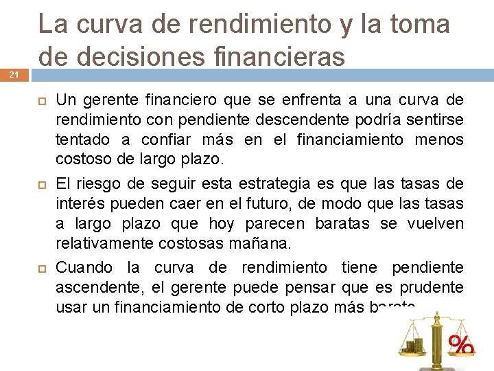 21 La curva de rendimiento y la toma de decisiones financieras Un gerente financiero