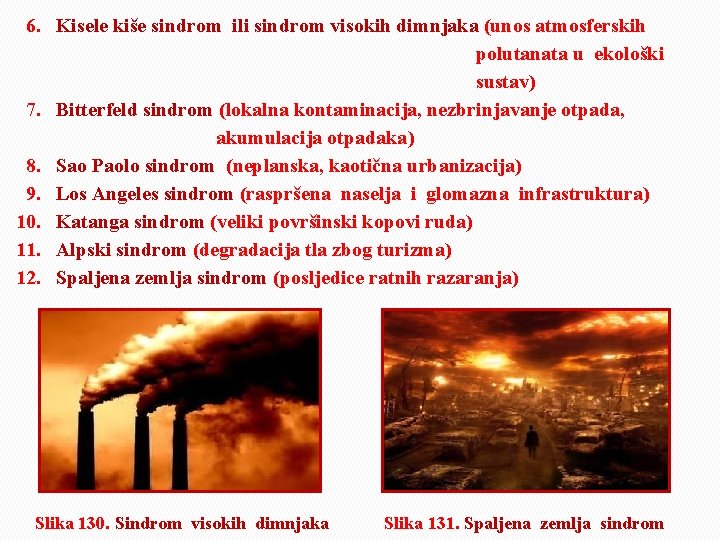 6. Kisele kiše sindrom ili sindrom visokih dimnjaka (unos atmosferskih polutanata u ekološki sustav)