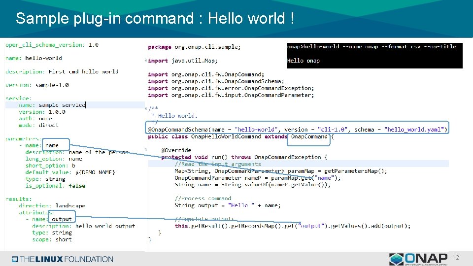 Sample plug-in command : Hello world ! open_cli_schema_version: 1. 0 name: hello-world description: First