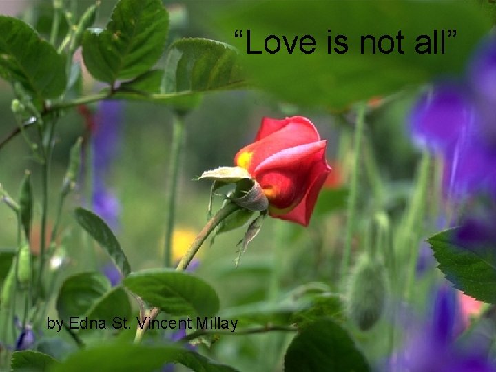 “Love is not all” by Edna St. Vincent Millay 