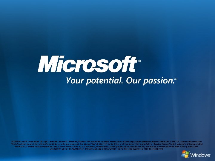 © 2008 Microsoft Corporation. All rights reserved. Microsoft, Windows Vista and other product names