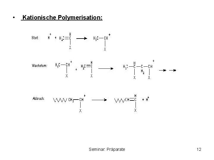  • Kationische Polymerisation: Seminar: Präparate 12 