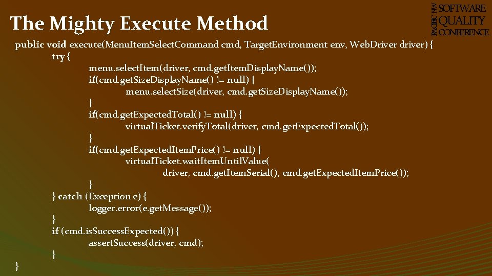 PACIFIC NW The Mighty Execute Method SOFTWARE public void execute(Menu. Item. Select. Command cmd,