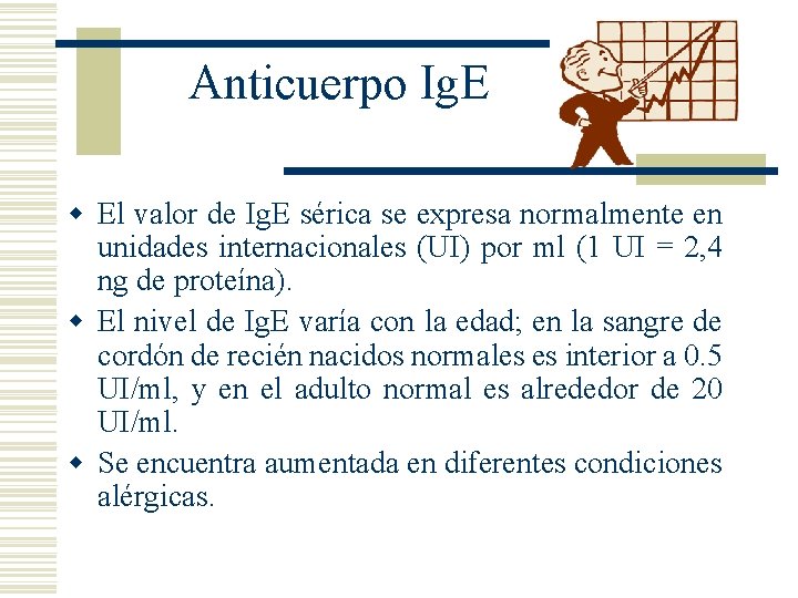 Anticuerpo Ig. E w El valor de Ig. E sérica se expresa normalmente en