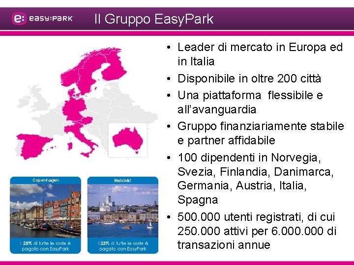 Il Gruppo Easy. Park Copenhagen • Leader di mercato in Europa ed in Italia
