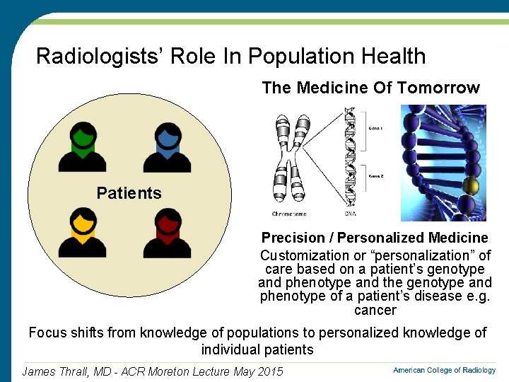 Radiologists’ Role In Population Health The Medicine Of Tomorrow Patients Precision / Personalized Medicine