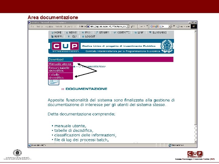 Area documentazione Area documentazione