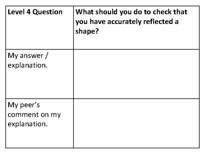 Level 4 Question My answer / explanation. My peer’s comment on my explanation. What