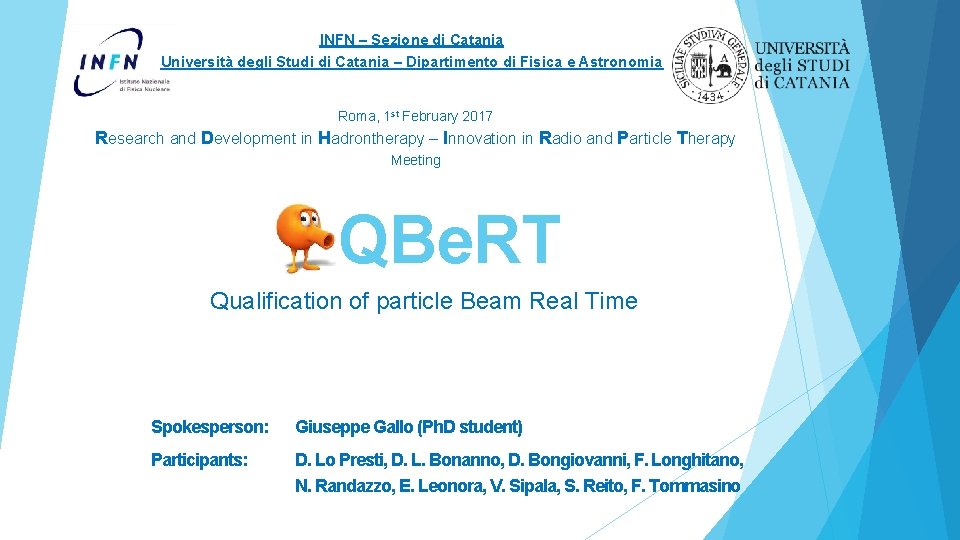INFN – Sezione di Catania Università degli Studi di Catania – Dipartimento di Fisica