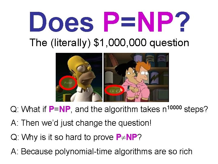 Does P=NP? The (literally) $1, 000 question Q: What if P=NP, and the algorithm