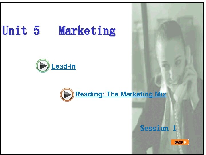 Unit 5 Marketing Lead-in Reading: The Marketing Mix Session 1 