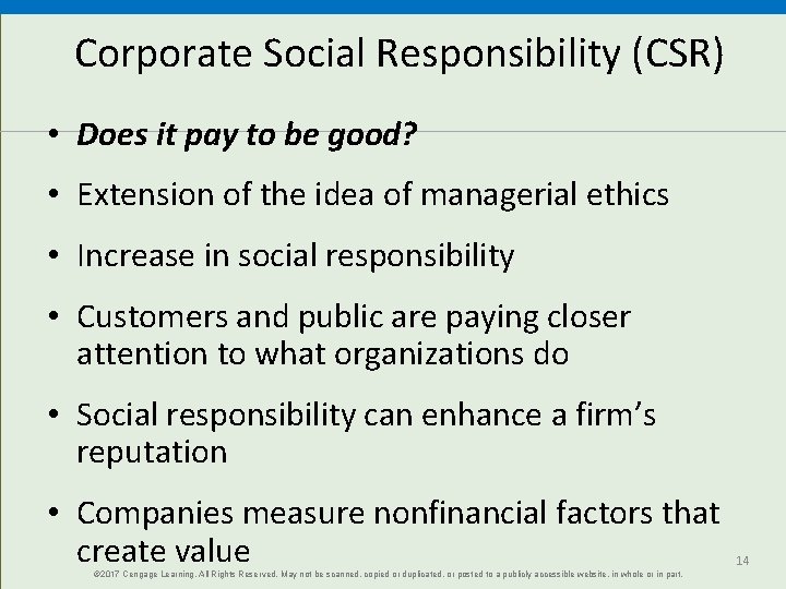 Corporate Social Responsibility (CSR) • Does it pay to be good? • Extension of