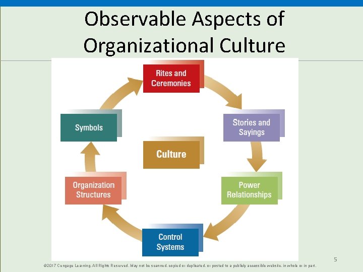 Observable Aspects of Organizational Culture 5 © 2017 Cengage Learning. All Rights Reserved. May