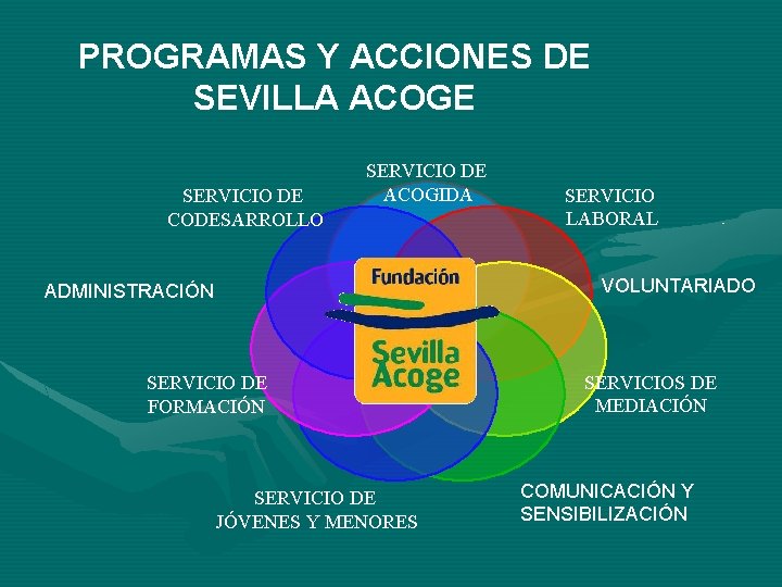 PROGRAMAS Y ACCIONES DE SEVILLA ACOGE SERVICIO DE CODESARROLLO SERVICIO DE ACOGIDA SERVICIO LABORAL
