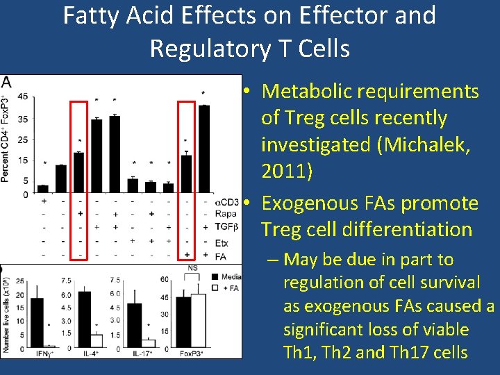 Fatty Acid Effects on Effector and Regulatory T Cells • Metabolic requirements of Treg