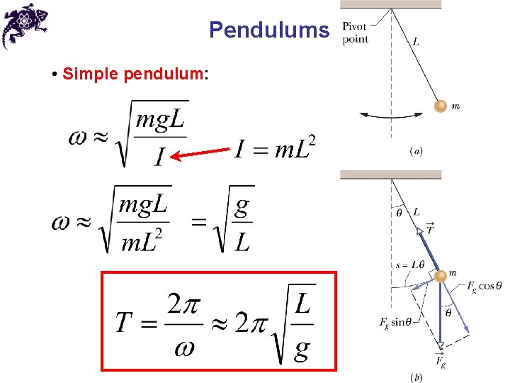 Pendulums • Simple pendulum: 