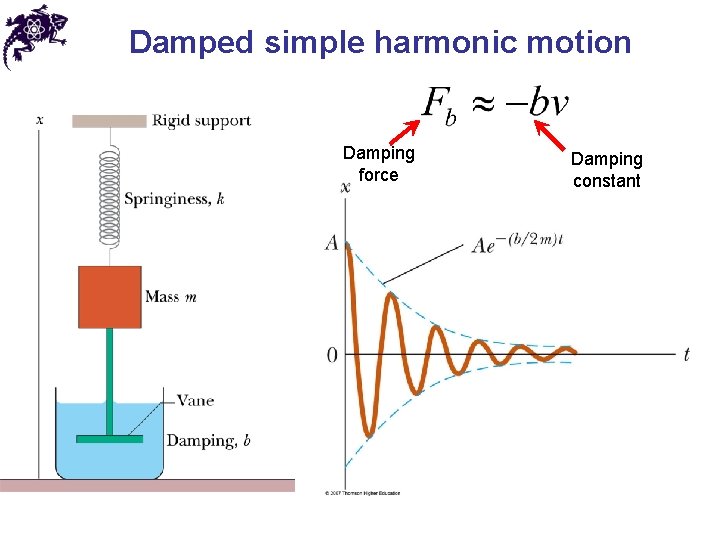 Damped simple harmonic motion Damping force Damping constant 