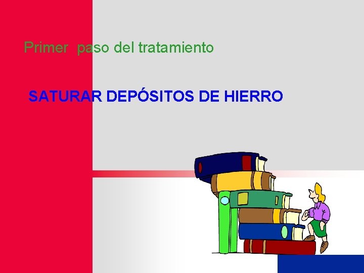 Primer paso del tratamiento SATURAR DEPÓSITOS DE HIERRO 
