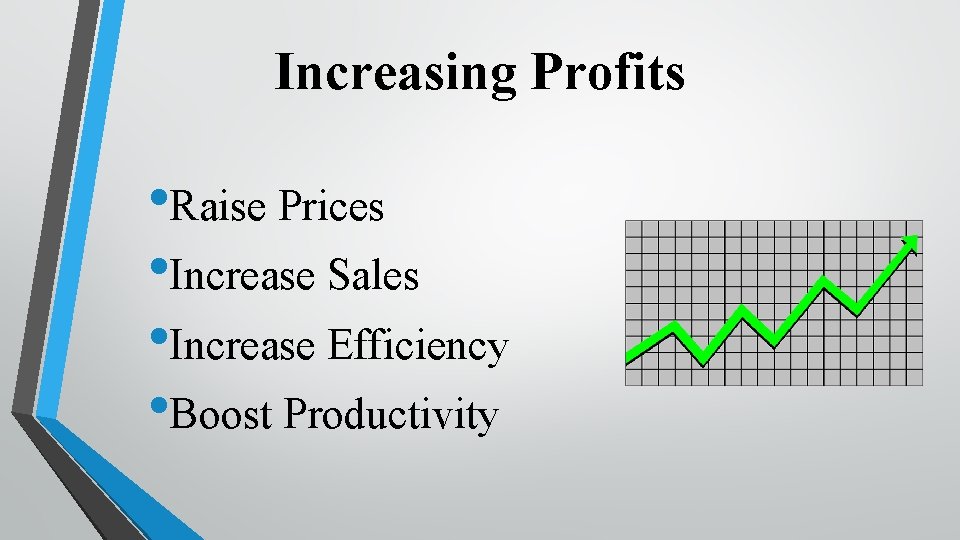 Increasing Profits • Raise Prices • Increase Sales • Increase Efficiency • Boost Productivity